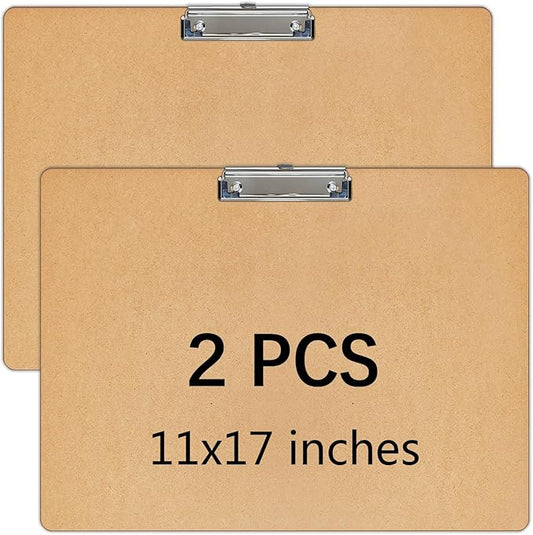 2 PCS Extra Large 11x17 Clipboard, Wood Cleats with Low Profile Clips for Drawing, Sketching, and Art Boards, Horizontal Wood Lapping, Landscape Layout (3Mm Thickness) (2Pack11x17 Clipboard)