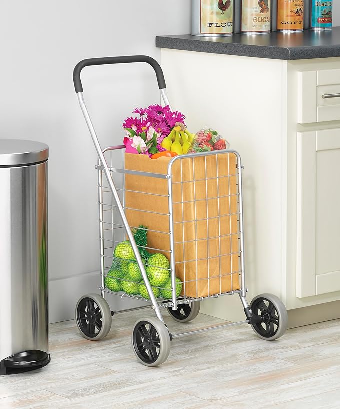 Whitmor Utility Shopping Cart - Durable Folding Design for Easy Storage, Model Number: 6250-4997-2-SIOCA