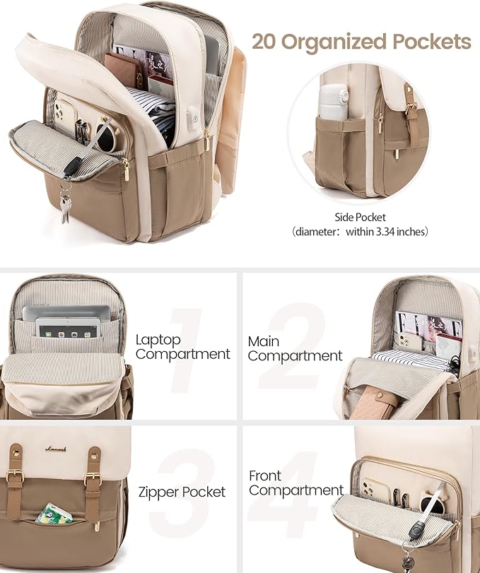 LOVEVOOK Laptop Backpack for Women Vintage Travel Backpack Purse Airline Approved 15.6 Inch Large Computer Backpack Fashion Teacher Nurse Bag for Work Business College