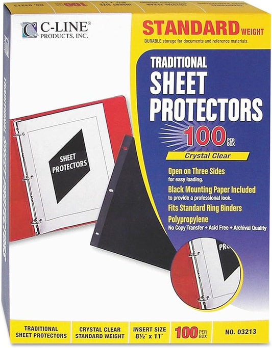 C-Line Traditional Polypropylene Sheet Protector, Standard Weight, 11 x 8 1/2, 100/BX