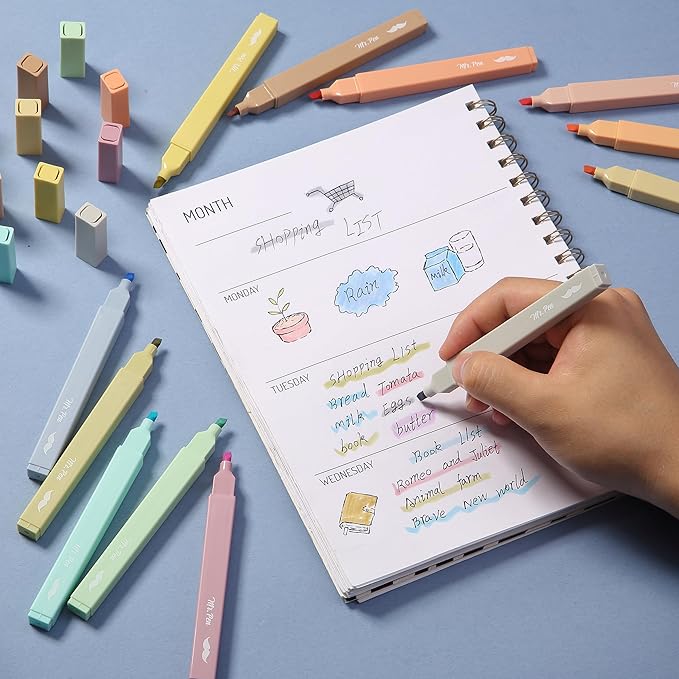 Mr. Pen Aesthetic Highlighters, 12 pcs, Chisel Tip, Vintage & Cute Assorted Colors, Bible Highlighters No Bleed
