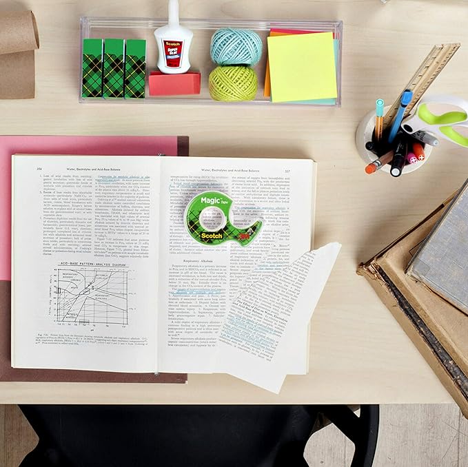 Scotch Magic Tape, 1 Roll, Numerous Applications, Invisible, Engineered for Repairing, 3/4 x 650 Inches, Dispensered (122) (Pack of 2)