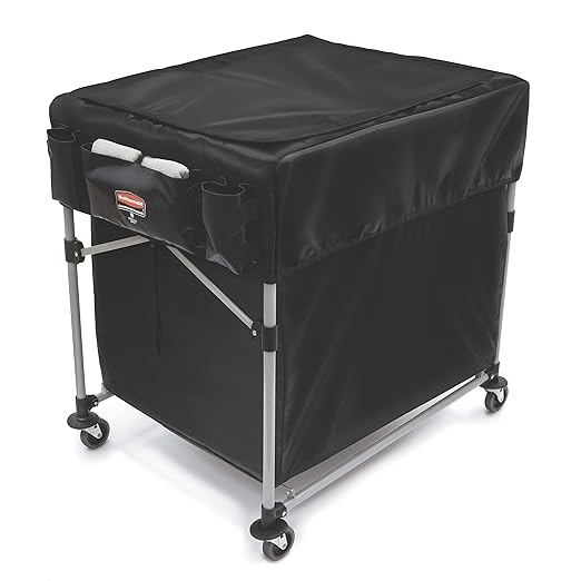 Rubbermaid Commercial Products, Cover for Rubbermaid Collapsible 8 bushel and Multi-Stream X-Cart with Quick-Access-Lid and Multiple Built-in-Storage Pockets, Large (1889864)