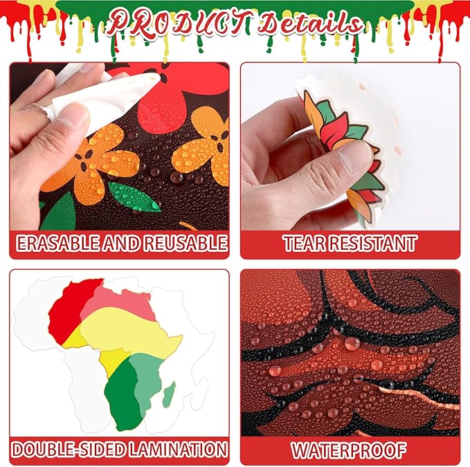 party greeting Black History Month Bulletin Board Set Black History Classroom Decoration African American Inspirational Quotes Paper Cutouts for School Classroom Home Chalkboard Wall Decor Supplies