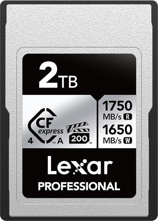 Lexar 2TB Professional CFexpress Type A Silver 4.0 Memory Card, for Photographers, Videographers, Up to max 1750/1650 MB/s, 8K Video (LCAEXS4002T-RNENU)