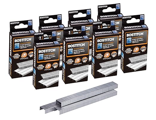 Bostitch Office Standard Staples, 1/4" Length,Full Strip Staples, 5000 Per Box, 8-Pack