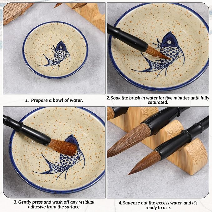 3 Pcs Calligraphy Brush Pens Chinese Sumi Maobi Traditional Wooden Calligraphy Brushes Kanji Art Brushes for Beginner Kanji Ink Painting (3 Sizes)