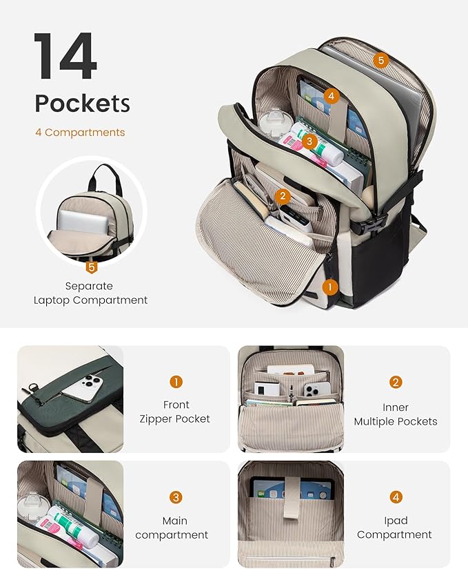 LOVEVOOK Laptop Backpack for Women, 15.6 Inch Computer Backpack Purse, Casual Daypack Carry-On Personal Item Travel Bag, College Bookbook for Teen Girls Students Back to School
