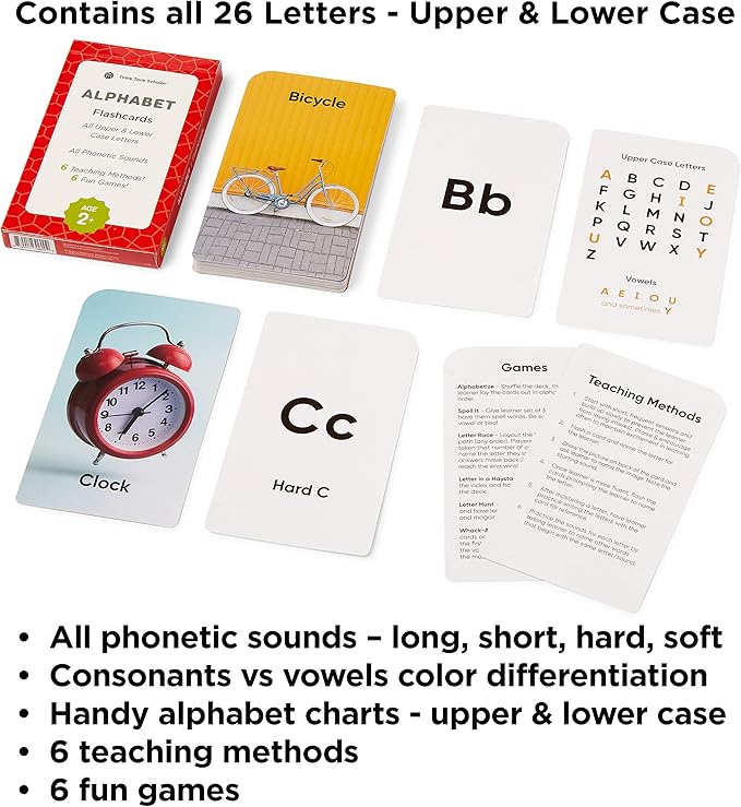 Award-Winning Alphabet Flash Cards for Kids Ages 2-4 – Learn ABCs, Phonics & Speech – Upper & Lowercase Letters, Photo Images – Preschool, Pre-K, Kindergarten