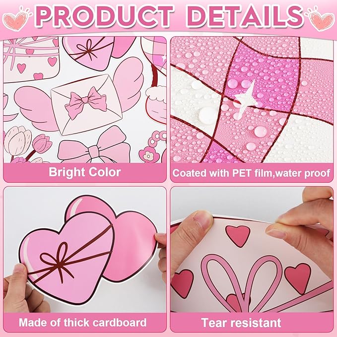 party greeting Valentines Day Bulletin Board Set Valentines Pink Bow Classroom Decorations Pink Theme Very Cutesy Sweet Loved Paper Cutouts Bulletin Board for School Office Home Wall Decor Supplies