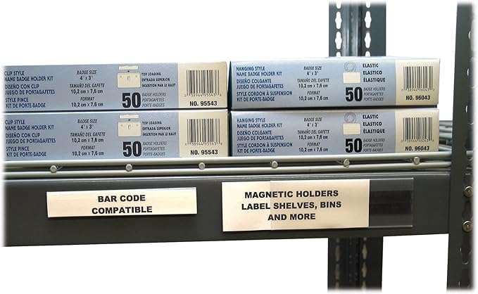 C-Line HOL-DEX Magnetic Shelf/Bin Label Holders, Side Load, 2 x 6, Clear, 10/Box
