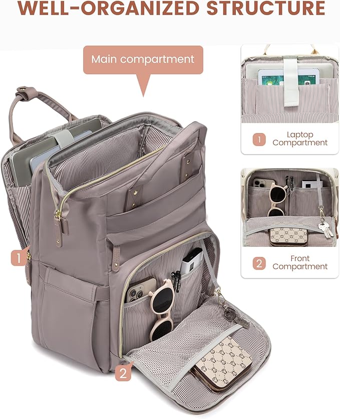 LOVEVOOK Laptop Backpack for Women, 15.6'' Waterproof Nurse Bag Teacher Work Backpack Purse for Women, Travel Computer Backpack for College Office Business Ladies