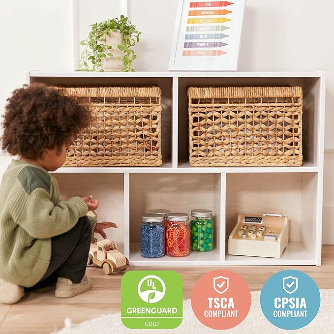 ECR4Kids Streamline 5-Compartment Storage Cabinet, 24in, Classroom Furniture, White Wash