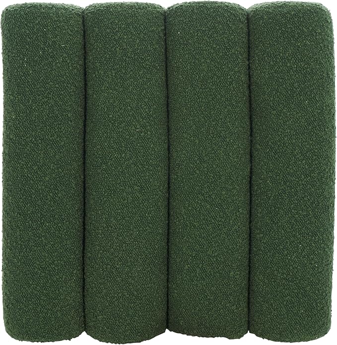 SAFAVIEH Home Collection Joseph Pine Green Boucle Channel Tufted Square Ottoman Seat Foot Rest (Fully Assembled)