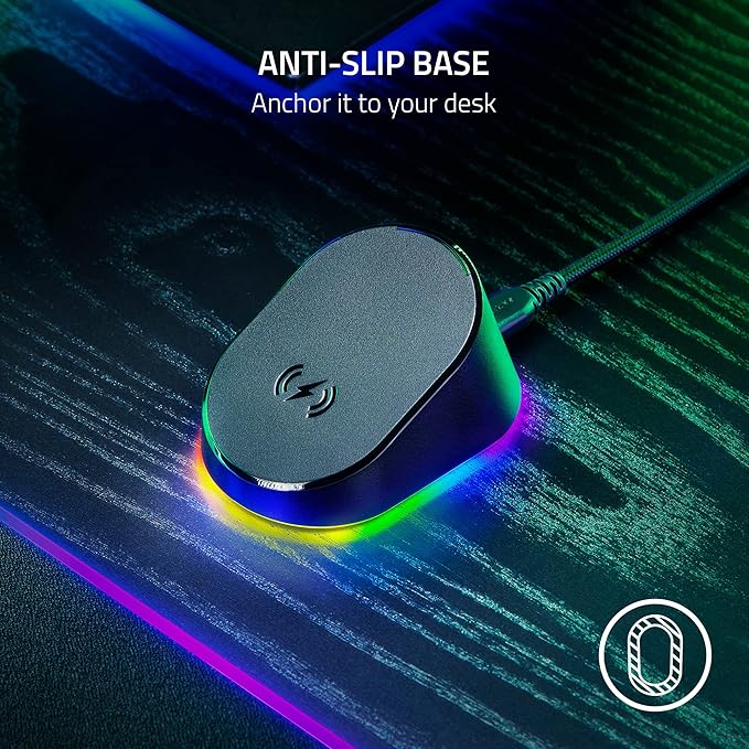 Razer Mouse Dock Pro with Wireless Charging Puck: Magnetic Wireless Charging - Integrated HyperPolling 8K Hz Transceiver - Anti-Slip Base - Chroma RGB Lighting - Classic Black