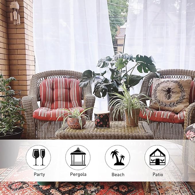 NICETOWN 2 Panels Sheer Outdoor Curtains Extra Wide for Patio Waterproof, Tab Top Indoor Outdoor Voile Sheer Drapes Airy with Light Filtering for Sliding Glass Door, W100 x L96, White