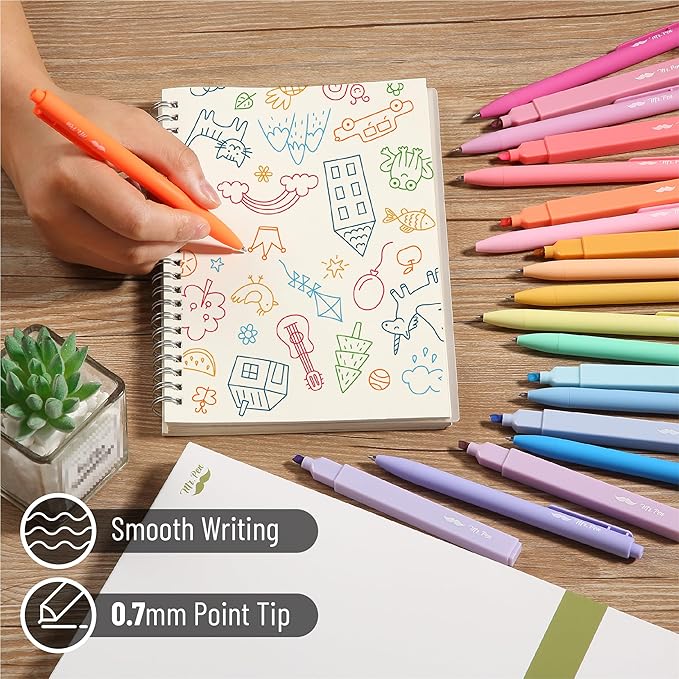 Mr. Pen- Aesthetic Highlighters and Gel Pens, 20 Pack, 8 Pastel Highlighters No Bleed & 12 Colorful Ink 0.7mm Aesthetic Gel Pens