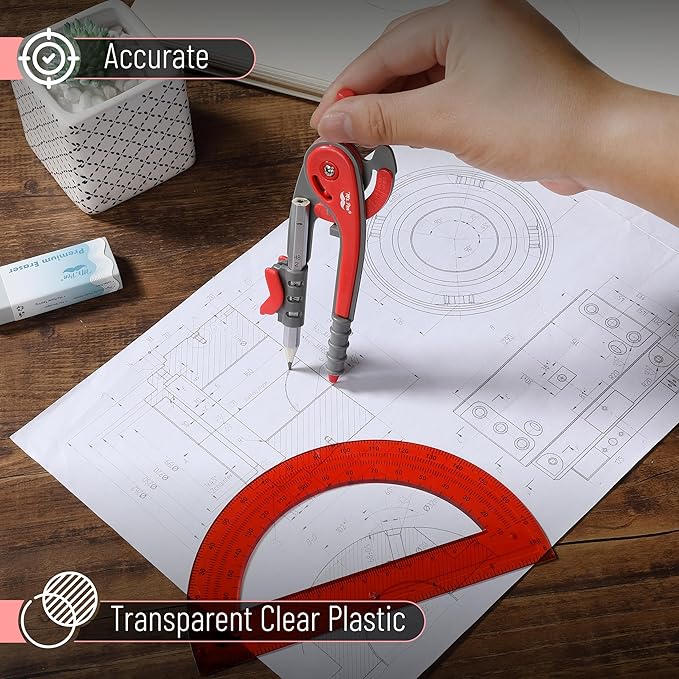 Mr. Pen- Compass and Protractor Set, Math Compass for Geometry and Drawing