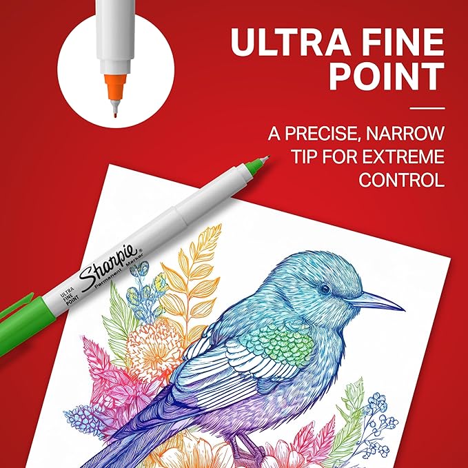 Sharpie 37600PP Permanent Markers, Ultra Fine Point, Classic Colors, 8 Count