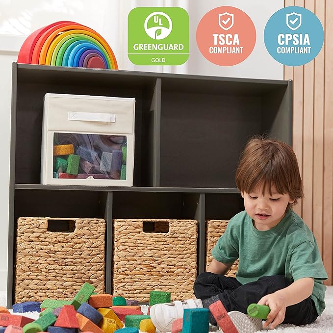 ECR4Kids Streamline 5-Compartment Storage Cabinet, 30in, Classroom Furniture, Grey Wash