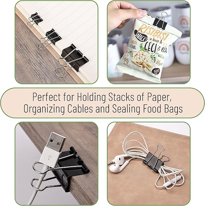 Mr. Pen- Assorted Clips & Bands: Binder, Paper (Small, Medium, Large) & Foldback Clips; Rubber Bands