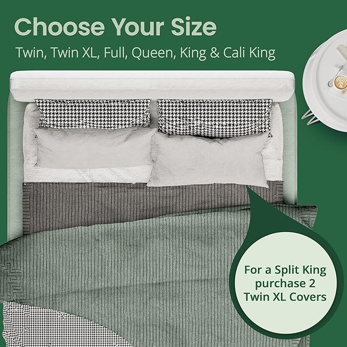 SafeRest Sleepure Waterproof Mattress Protector King Size - Viscose Derived from Bamboo - Fitted with Stretchable Pockets - Machine Washable Cotton King Mattress Cover for Bed