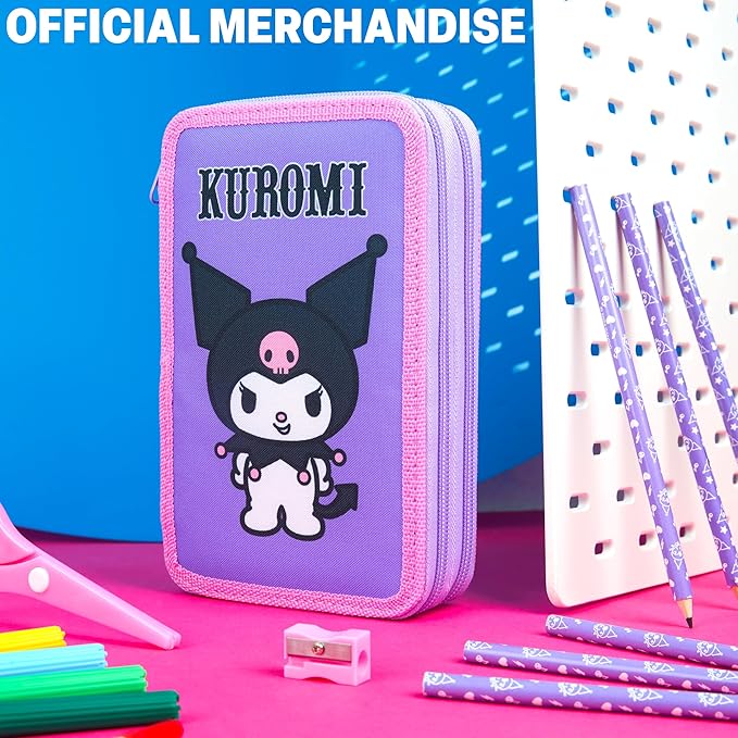 Hello Kitty Sanrio Pencil Case Kids Colored Pencils Markers Kawaii Kuromi Stationery Gifts for Kids (Multi Kuromi)