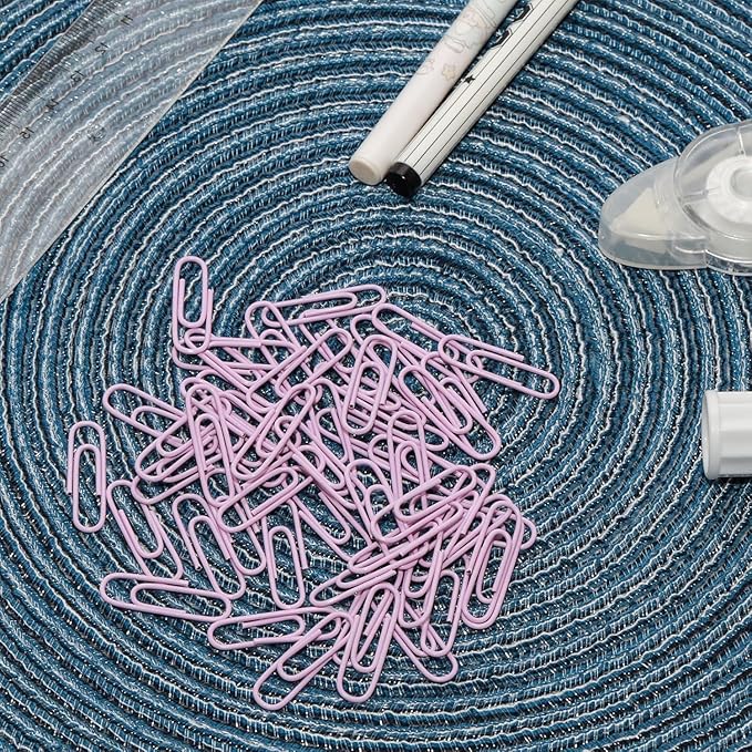 Macaron Colored Paper Clips, 1.1" Medium Paper Clip（28mm, 600pcs Paperclips for Office Supplies and Organization (Purple)