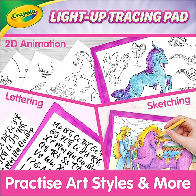 Crayola Light Up Tracing Pad Pink, Essential Easter Basket Stuffers, Best Birthday Gifts for Girls & Boys, 6, 7, 8 Year Olds, Kids Toys, Light Box Art Kit for Kids [Amazon Exclusive]