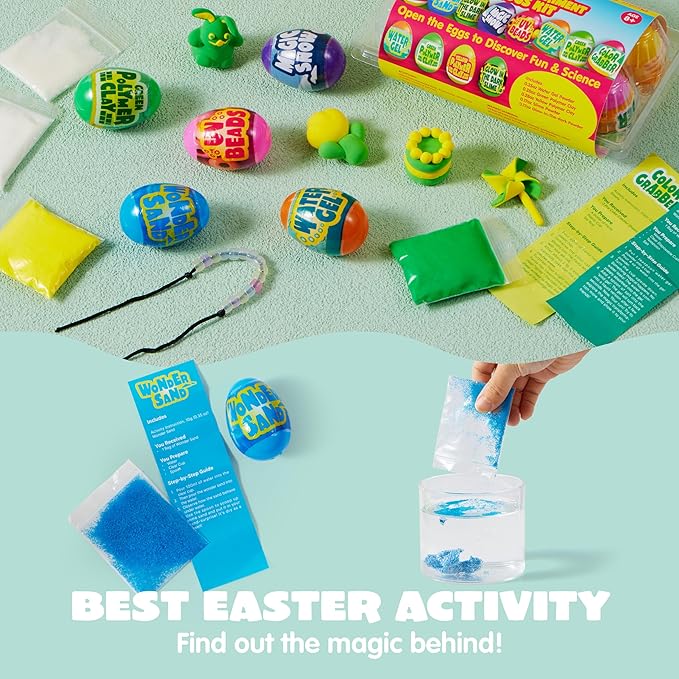 JOYIN 8 Pcs Easter Science Experiment Eggs, Colorful Eggs Prefilled with Science Activity Kit, Easter Hunt, Basket Stuffer Filler, Party Favor, STEM Project Gifts for Boys & Girls