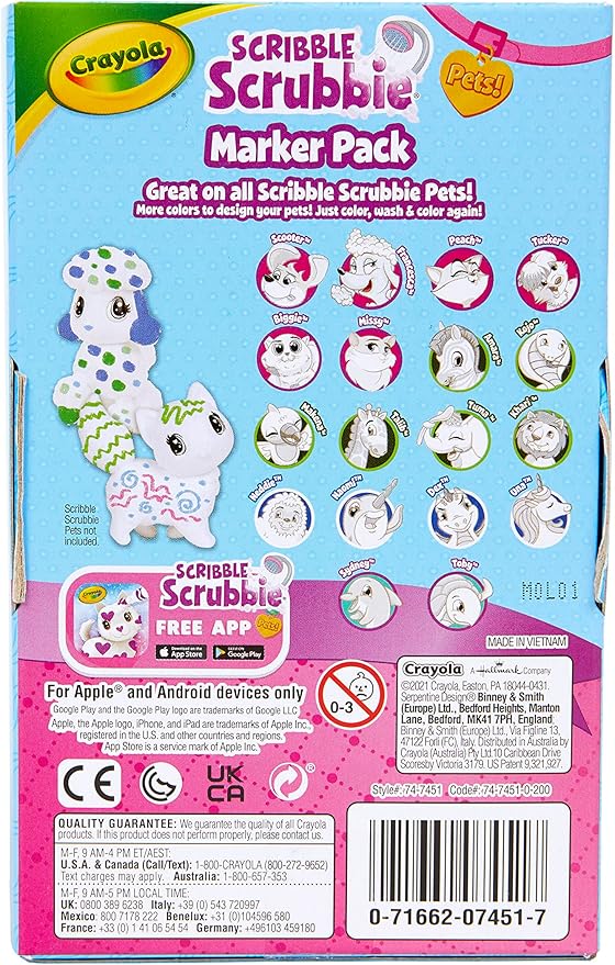 Crayola Scribble Scrubbie Pets Marker Refill & Expansion Set - 24 Washable Markers For Kids, Stocking Stuffers for Kids, Christmas Gifts For Girls & Boys [Amazon Exclusive]