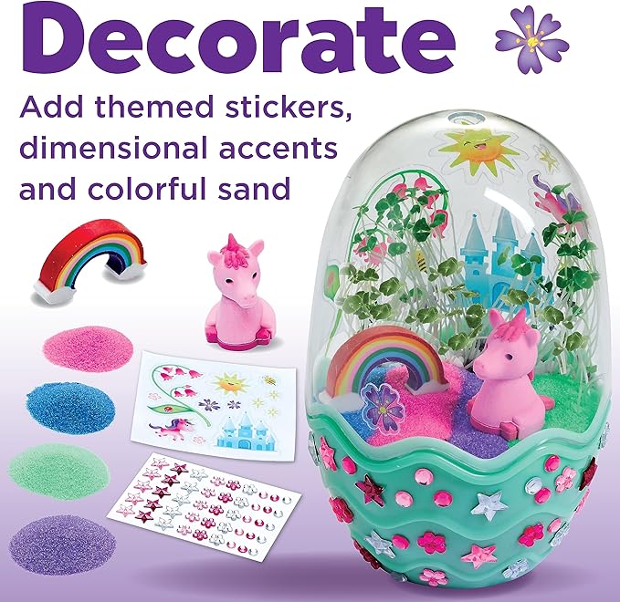 Creativity for Kids Mini Garden: Magical Unicorn Terrarium Kit - Unicorn Gifts for Girls, Kids Craft and Toy, Unique Easter Basket Stuffers (Ages 6+)
