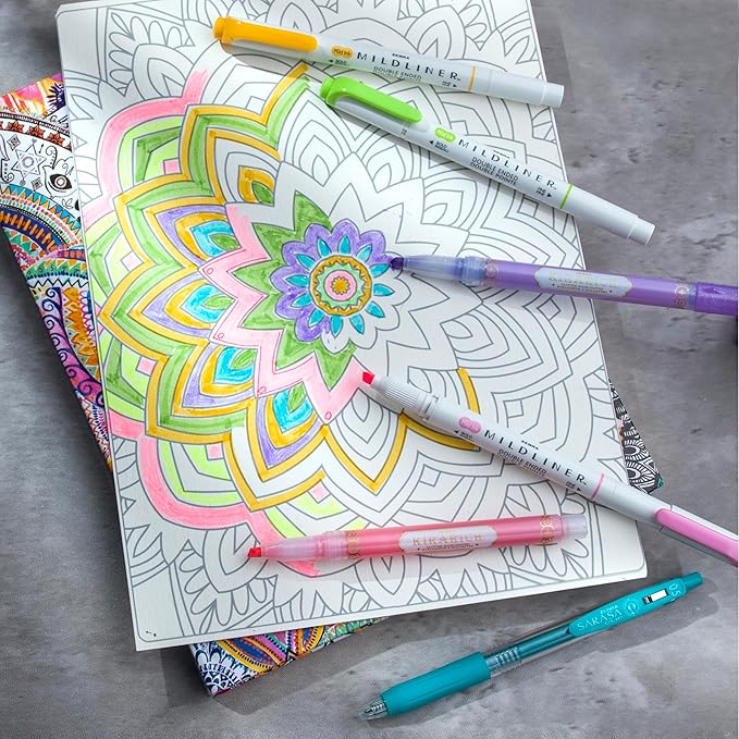 Zebra Pen Creative Starter Set 15-Pack, Includes 5 Kirarich Highlighters, 5 Mildliner Creative Markers, and 5 Sarasa Clip Retractable Gel Pens, Assorted Ink Colors, Ideal For Journaling (76015)