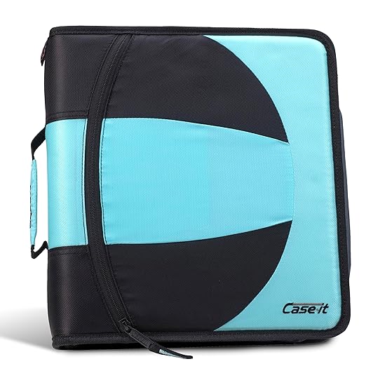 Case-it The Dual 2-in-1 Zipper Binder | Two 1.5-Inch D-Rings, 600 Sheet Capacity, Pencil Pouch & Multiple Pockets | School & Office Organizer with Shoulder Strap | Dual-101 Spearmint (Pack of 6)