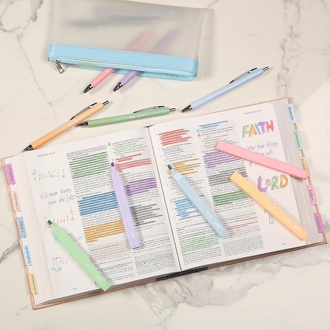Mr. Pen- Aesthetic Highlighters and Pens, 12 Pack, Assorted Colors Bible Highlighters, Colorful Ink Bible Pens