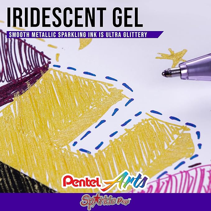 Pentel Sparkle Pop Metallic Gel Pen, (1.0mm) Bold Line, Orange/Yellow, Box of 12 Pens (K91-DF)