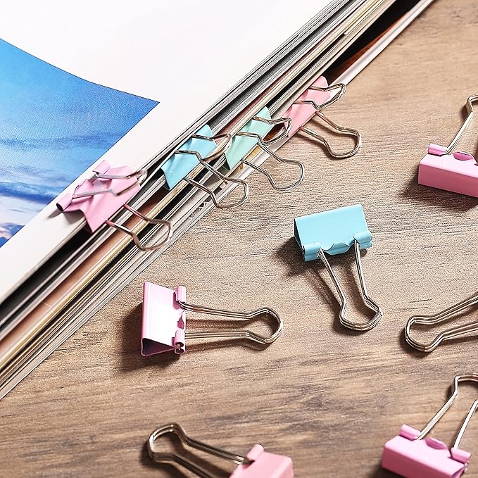 Mr. Pen- Small Binder Clips, 50 pcs, 0.75", Small Size, Pastel Color Metal Binder Paper Clips, Paper Clamps for Office Supplies, Home, School, Business, Document Organizing