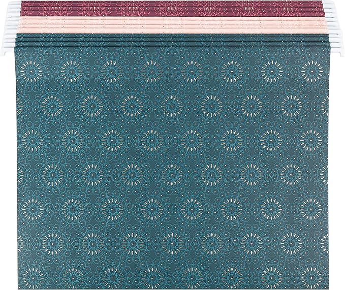 U Brands Hanging File Folders, Fleuri Jewel Tones, 12 Count