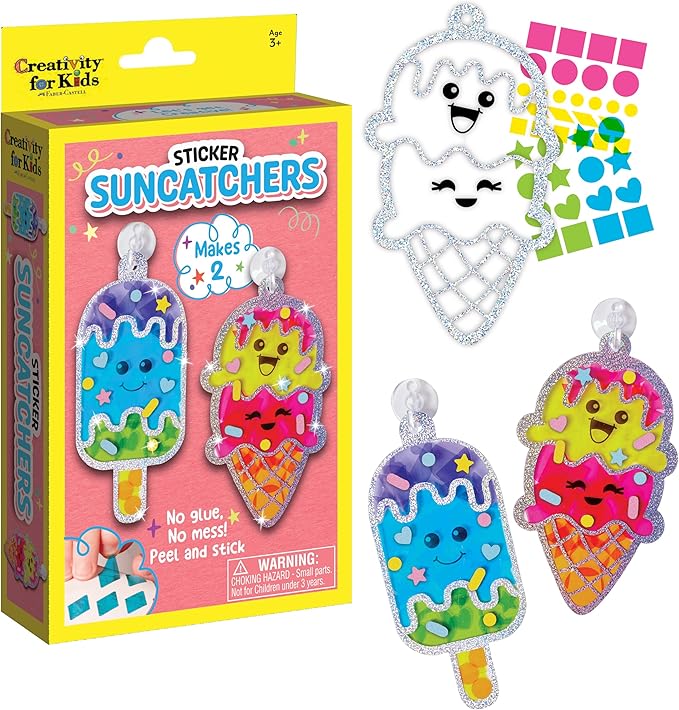 Creativity for Kids Sticker Sun Catchers Mini Craft Kit: Create 2 Suncatchers - Toddler Easter Basket Stuffers and Gifts, Arts & Crafts for Kids, Window Art for Kids (Ages 3+)