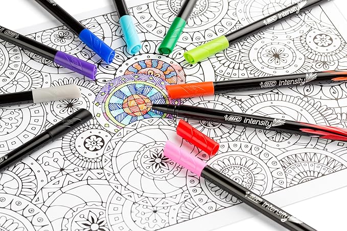 BIC Intensity Fineliner Marker Pen Set, Fine Point Pens (0.4 mm), Assorted Colors, 10-Count Pack, Markers for School