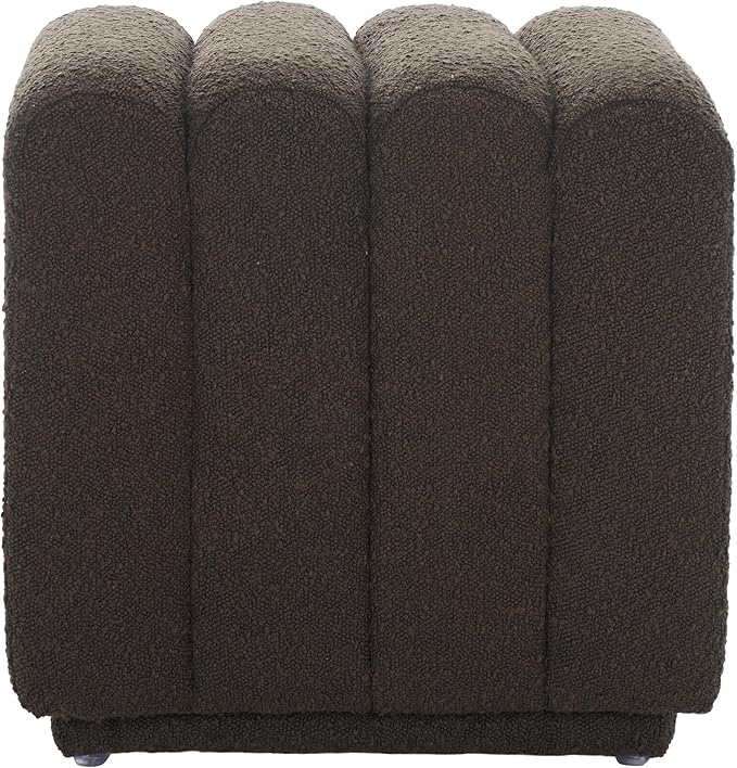 SAFAVIEH Home Collection Joseph Brown Boucle Channel Tufted Square Ottoman Seat Foot Rest (Fully Assembled)