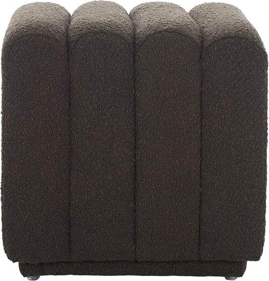 SAFAVIEH Home Collection Joseph Brown Boucle Channel Tufted Square Ottoman Seat Foot Rest (Fully Assembled)