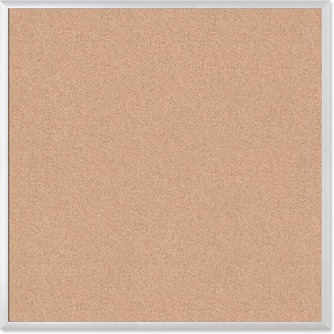 U Brands Cork Bulletin Board, 36" x 36" Inches, Silver Aluminum Frame (2877U00-01)