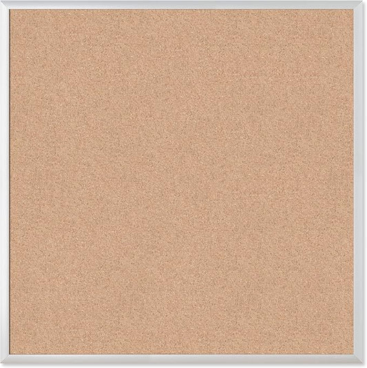 U Brands Cork Bulletin Board, 36" x 36" Inches, Silver Aluminum Frame (2877U00-01)