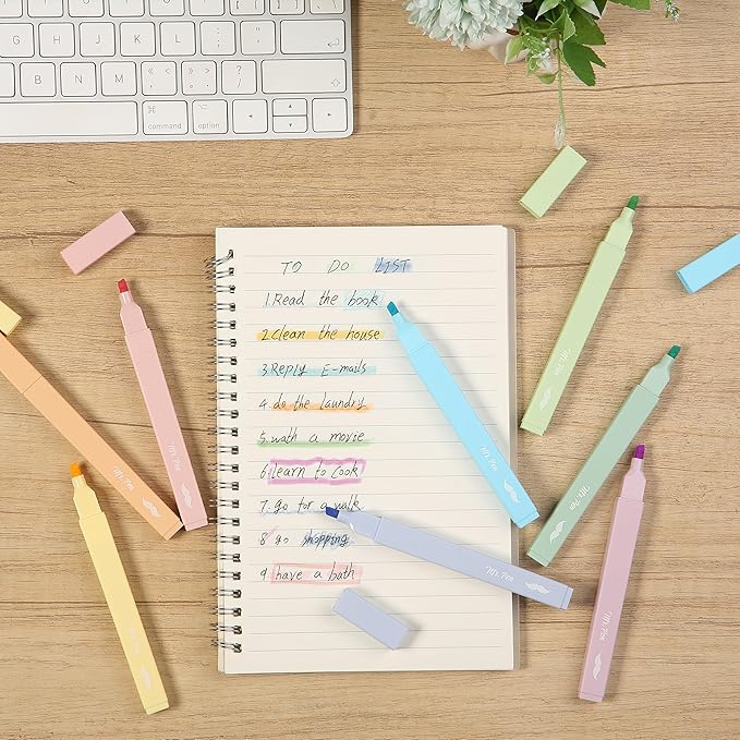 Mr. Pen- Aesthetic Highlighters, 8 pcs, Chisel Tip, Pastel Colors, Cute Highlighters Assorted Colors (Pack of 2)