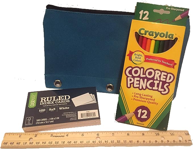 Secondary School Supply Pack - 25 Essential Items for College, High School or Middle School. Includes Pencils, Paper, Binders, Notebooks, Folders and More! 25 Piece Bundle