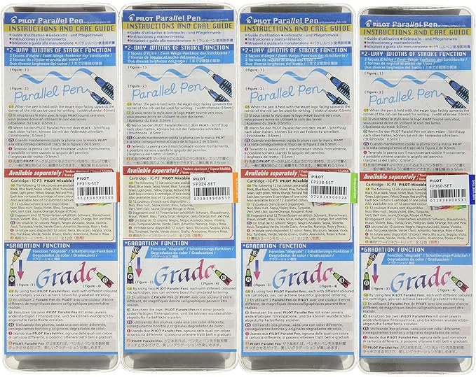 PILOT Parallel Calligraphy Pen Set, 1.5 mm, 2.4 mm, 3.8 mm and 6 mm with Bonus Ink Cartridge (P9005SET)