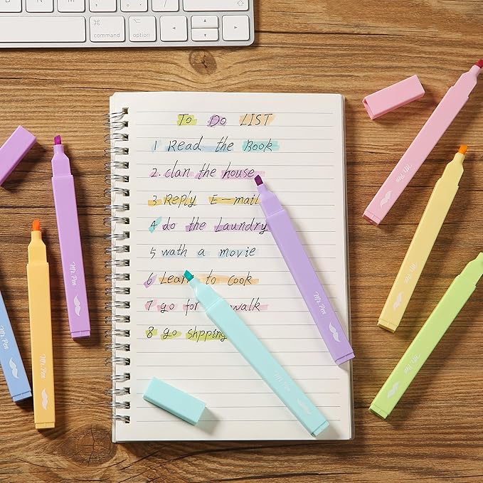Mr. Pen- Aesthetic Highlighters, 8 Pcs, Chisel Tip, Pastel Candy Colors, Cute Assorted Colors, Bible Highlighters and Pens No Bleed for Bible Pages (Pack of 2)