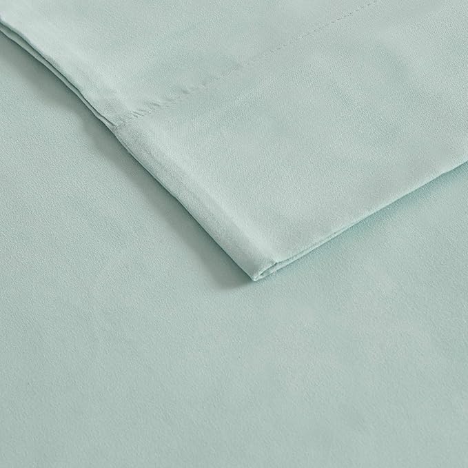 Madison Park 3M Microcell Bed Sheet Set Color Fast, Wrinkle and Stain Resistant, Soft Sheets with 16" Deep Pocket All Season, Cozy Bedding-Set, Matching Pillow Case, Cal King, Seafoam, 4 Piece