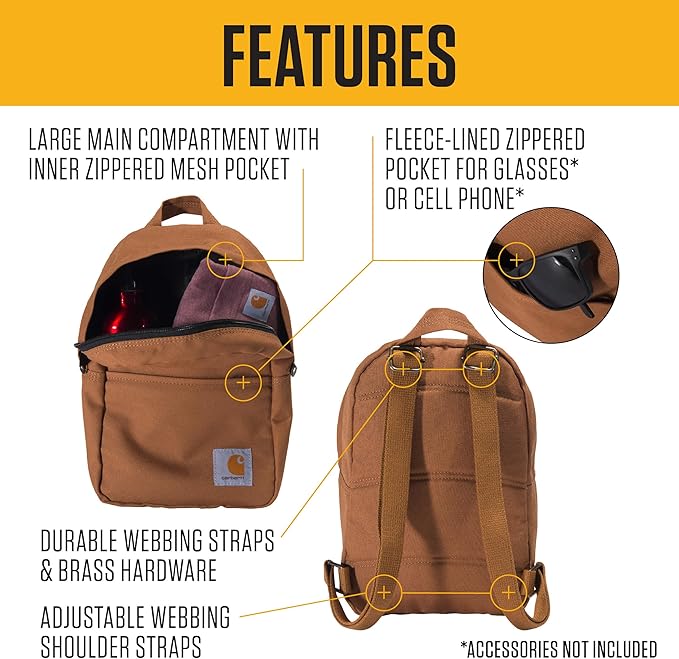 Carhartt Classic Mini Backpack, Durable, Water-Resistant Backpack with Adjustable Shoulder Straps, Black